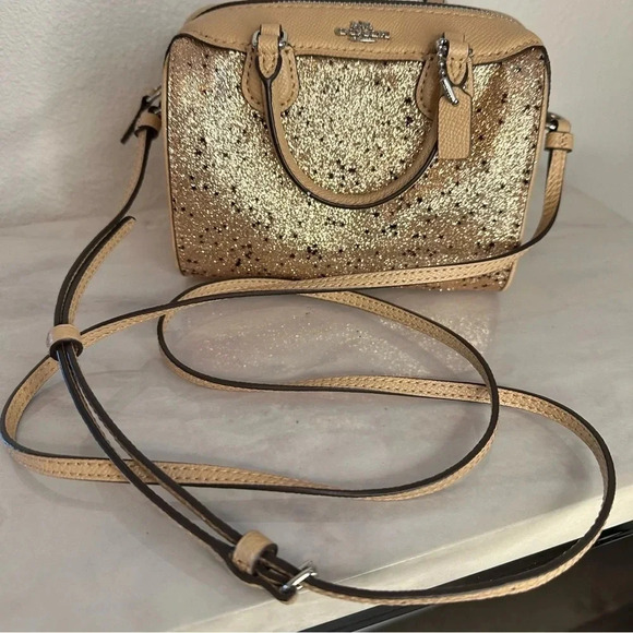 Coach Micro Sparkle Limited Edition Bennett Gold Star Glitter Satchel - Picture 3 of 13